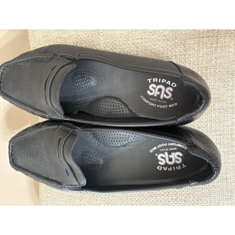 SAS Womens Penny Loafers Size 8 N Black Leather Comfort Slip On Casual‎ Shoes